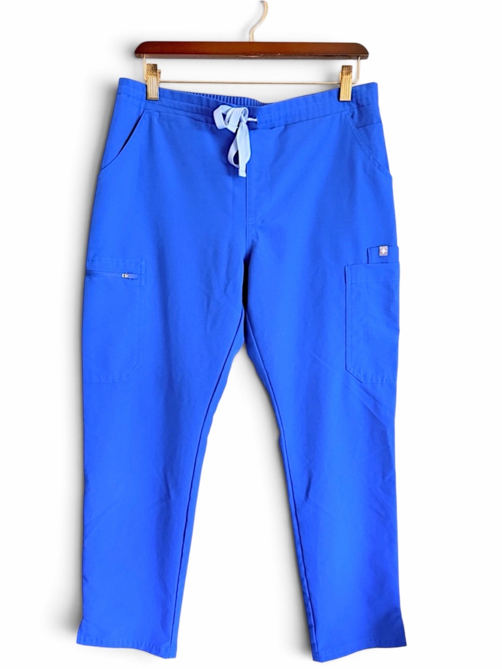 Figs blue Technical Collection pull up pants, elastic waist, pockets, ankle, M/P